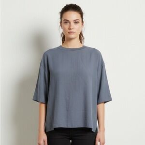Vince‎ Rib Trim Boxy Woven Top